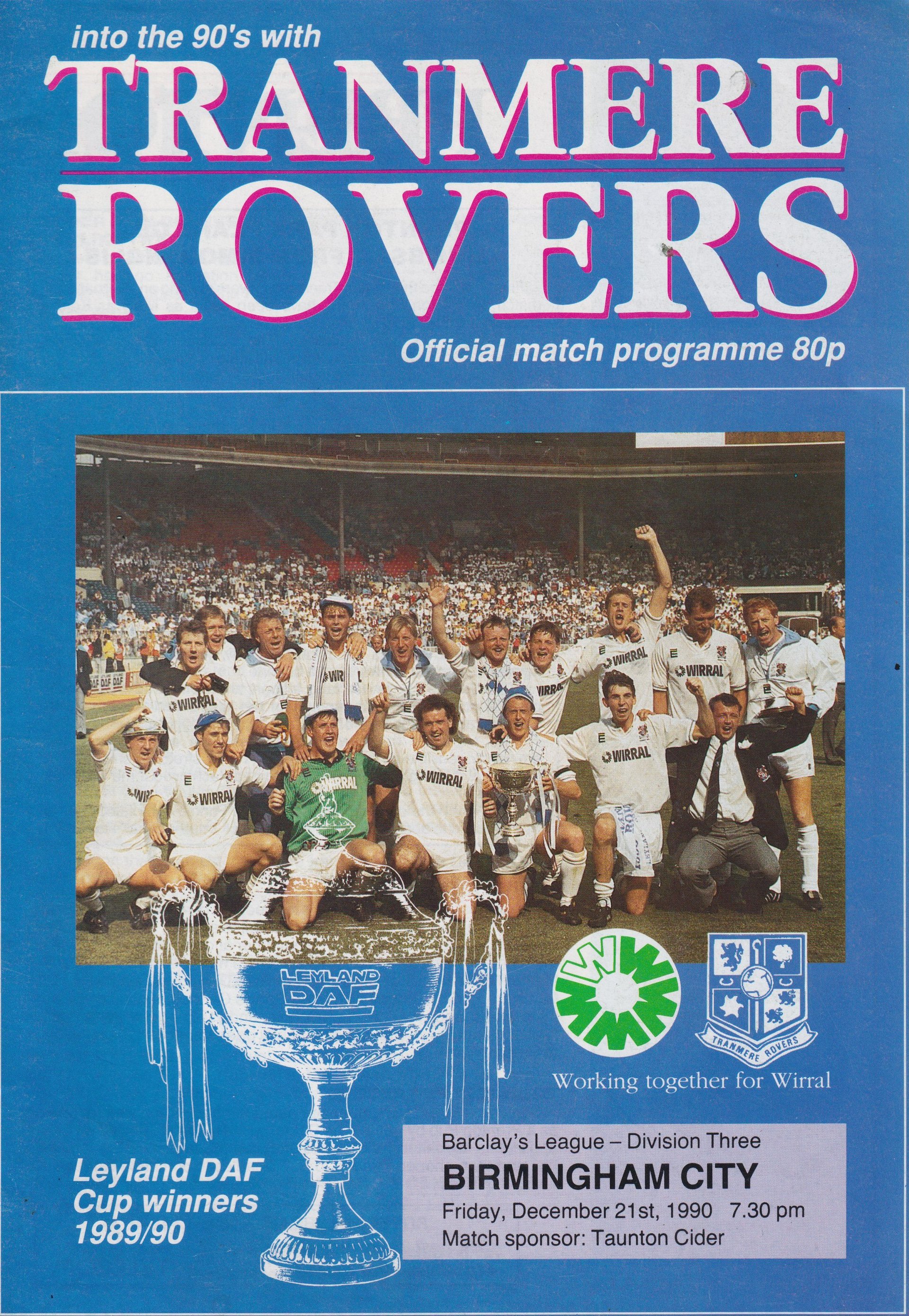 Tranmere Rovers v Birmingham City match programme